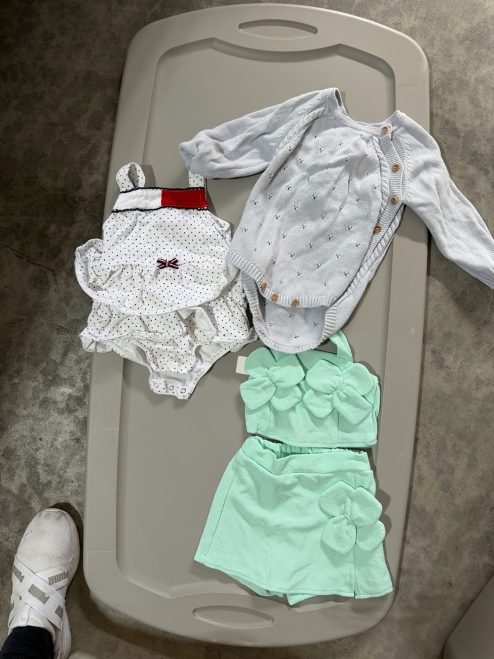 Light Blue Knit Baby Cardigan Onesie - Kids Accessories